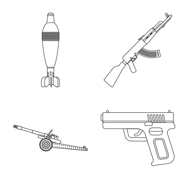 Ilustración vectorial del arma y el icono del arma. Colección de armas y ejército símbolo de stock para la web . — Vector de stock