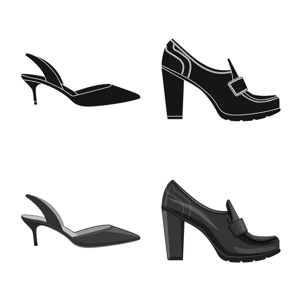鞋子和妇女标志的向量例证。网上鞋类和足部股票符号的收集. — 图库矢量图片