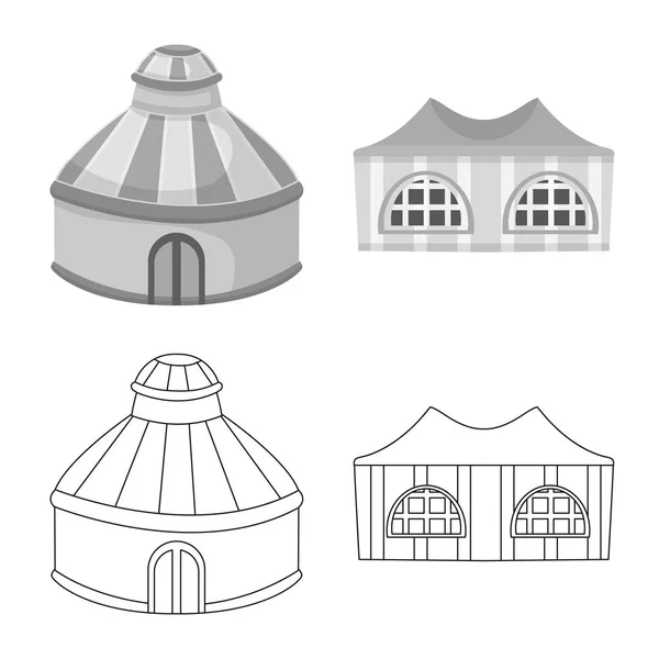 Ilustración vectorial de techo e icono plegable. Conjunto de icono de vectores de techo y arquitectura para stock. — Vector de stock