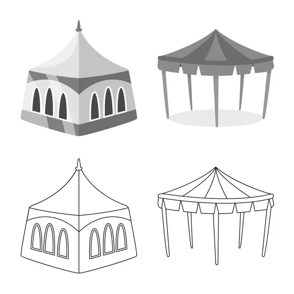 Векторная иллюстрация крыши и складного символа. Коллекция крыши и архитектурного инвентаря . — стоковый вектор