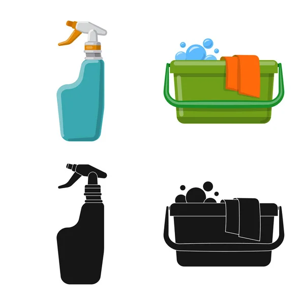 Vector ontwerp van schoonmaak- en service-pictogram. Collectie van schoonmaak- en huishoudelijke vector pictogram voor voorraad. — Stockvector