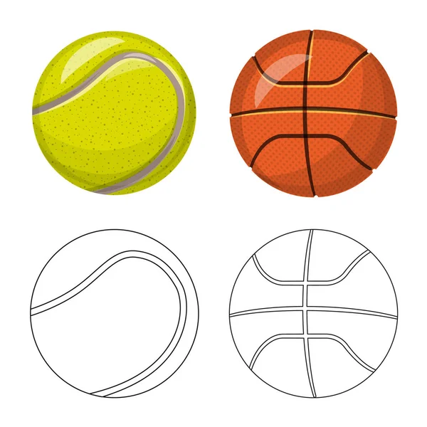 Vektor design av sport och ball tecken. Samling av sport- och atletisk aktiesymbol för webben. — Stock vektor