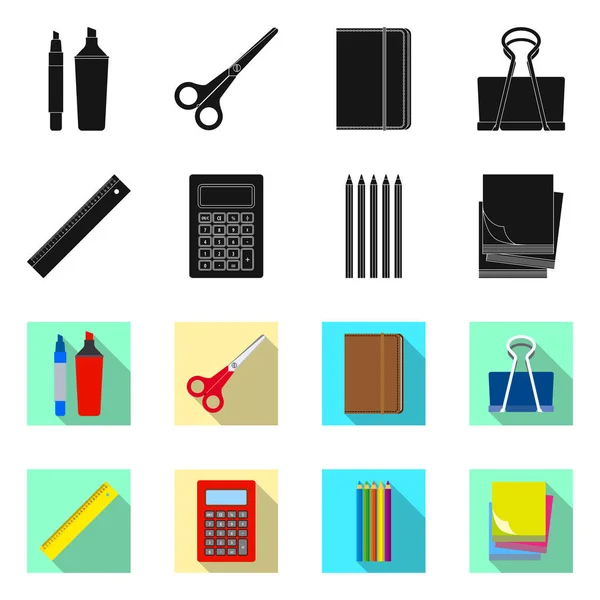 Isolé objet de bureau et de fournitures logo. Ensemble d'illustration vectorielle de stock de bureau et d'école . — Image vectorielle
