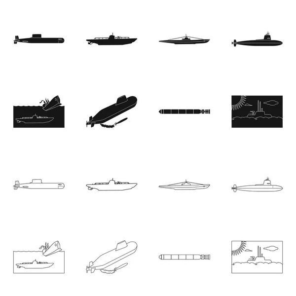 Diseño vectorial de guerra y señal de barco. Colección de ilustración vectorial de guerra y flota . — Vector de stock