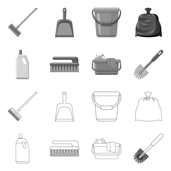 Objeto aislado de limpieza y señal de servicio. Juego de limpieza y símbolo de stock doméstico para web . — Vector de stock