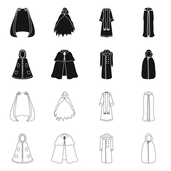 Diseño vectorial de material e icono de la ropa. Conjunto de material e ilustración de vectores de prendas de vestir . — Vector de stock