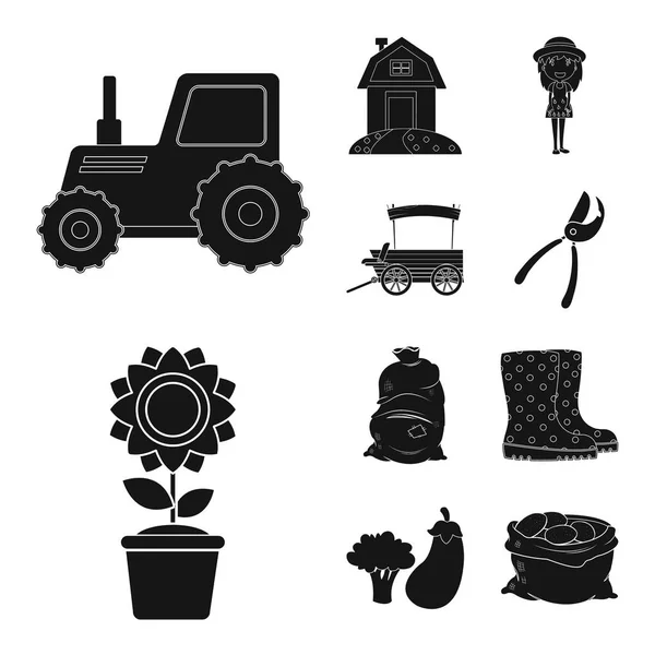 Illustrazione vettoriale dell'icona della fattoria e dell'agricoltura. Serie di illustrazione vettoriale dello stock agricolo e vegetale . — Vettoriale Stock