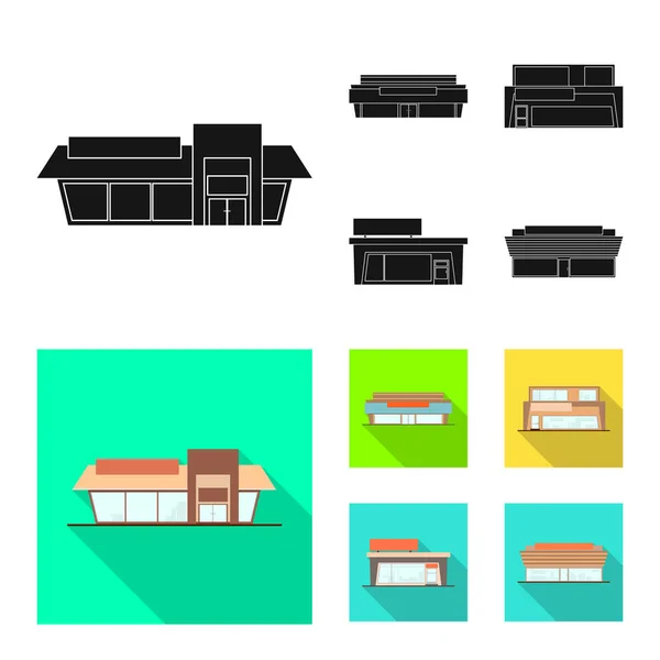 Vektor-Design von Boutique und Bausymbol. Set von Boutiquen und Stadtbild Aktiensymbol für das Web. — Stockvektor