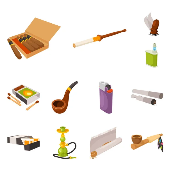 Conception vectorielle du tabac et icône de l'habitude. Collection de tabac et symbole de stock de fumeur pour le web . — Image vectorielle