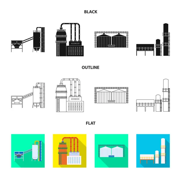 Objet isolé de production et signe de structure. Collection de symboles de stock de production et de technologie pour le web . — Image vectorielle