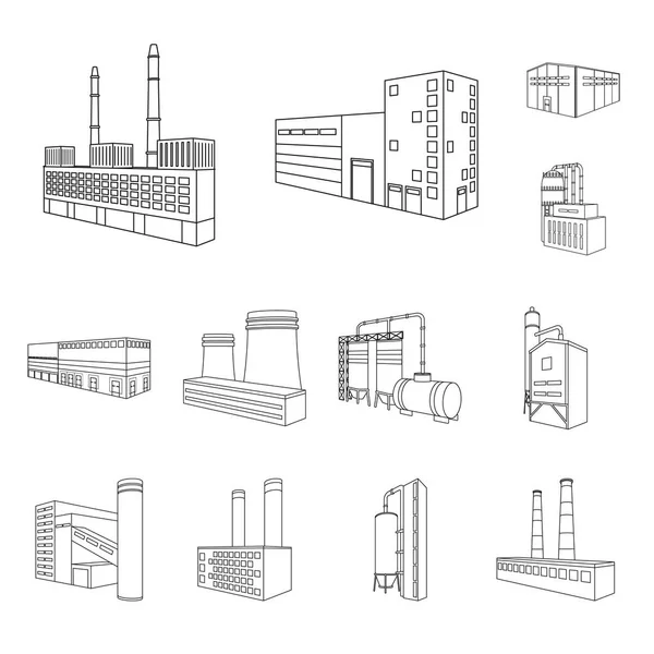 建筑和工业标志的矢量设计。用于股票的体系结构集合和构建矢量图标. — 图库矢量图片