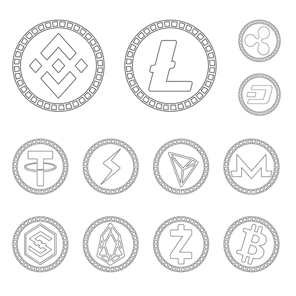 Isolated object of crypto and internet logo. Collection of crypto and finance stock vector illustration. — Stock Vector