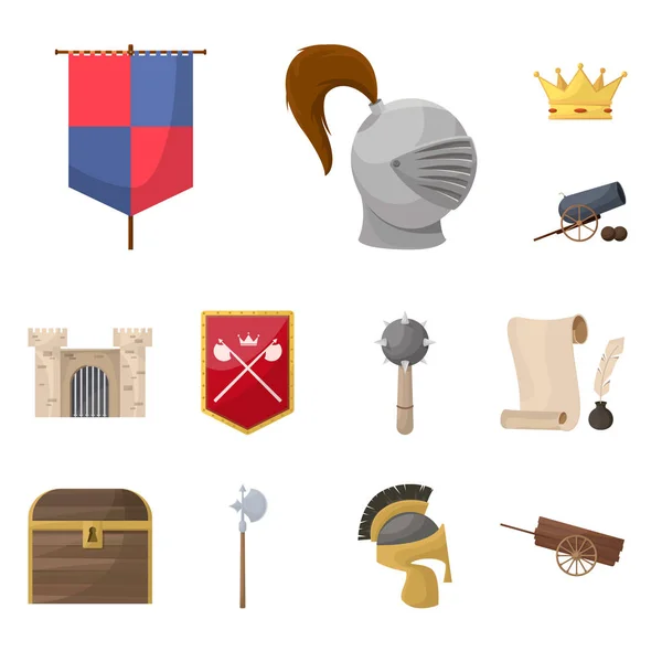 Diseño vectorial de logo medieval e histórico. Conjunto de icono de vector medieval y torneo para la acción . — Vector de stock