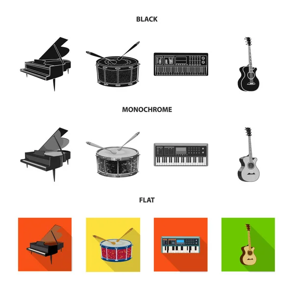 Векторная иллюстрация музыки и символа мелодии. Набор музыкальных и инструментальных инструментов . — стоковый вектор