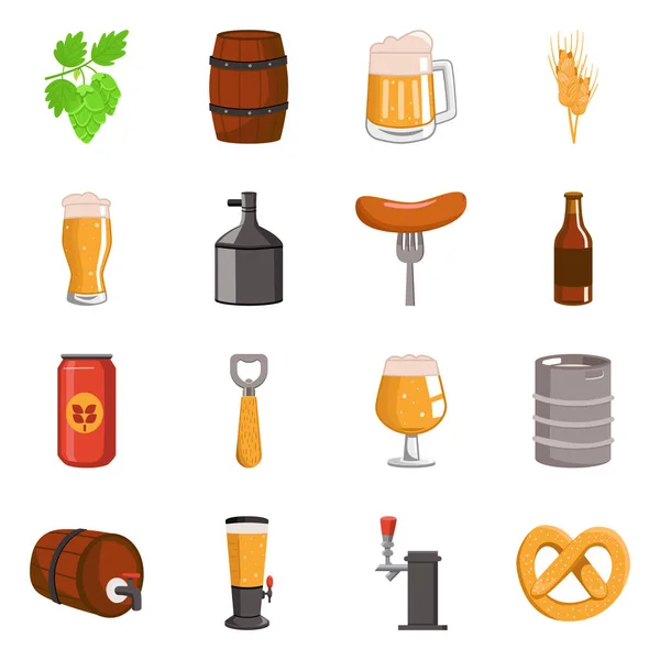 Vektor design av öl och bar-logotyp. Insamling av öl och pub Stock Vector illustration. — Stock vektor