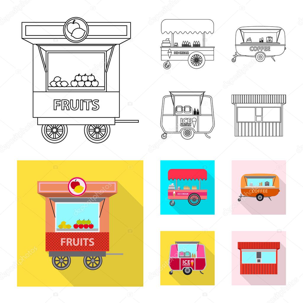 Isolated object of market and exterior sign. Set of market and food stock vector illustration.