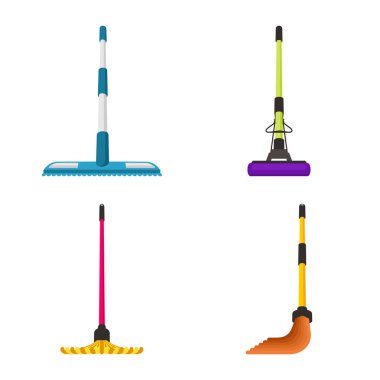 Ekipman ve ev işi işareti vektör illüstrasyon. Ekipman seti ve temiz stok vektör illüstrasyon.