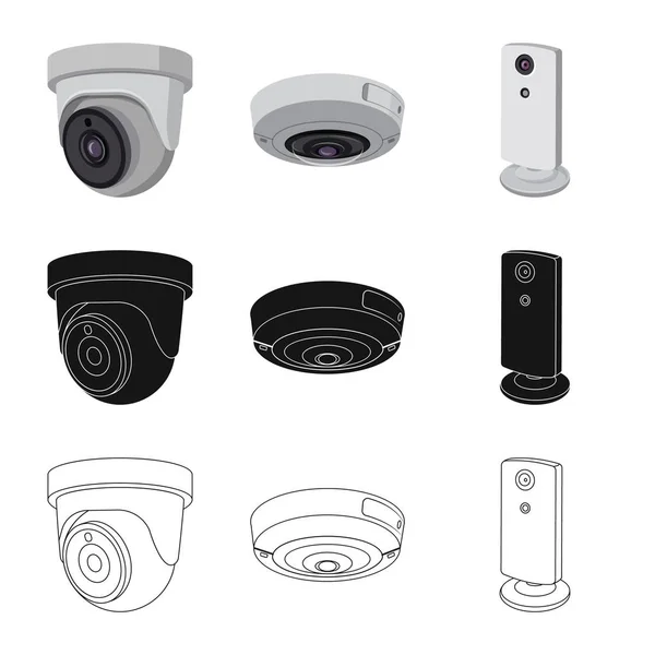 Diseño vectorial de cctv y signo de cámara. Conjunto de cctv y sistema de stock símbolo para web . — Archivo Imágenes Vectoriales