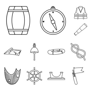 Okyanus ve seyahat sembolü vektör illüstrasyon. Stok için okyanus ve yolculuk vektör simgesi koleksiyonu.