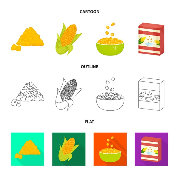 Ilustração vetorial do campo de milho e símbolo vegetal. Conjunto de milheiral e símbolo de estoque vegetariano para web . — Vetor de Stock