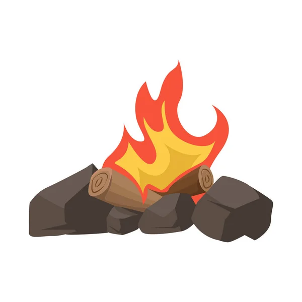 Vector design of bonfire and wood icon. Set of bonfire and firewood stock symbol for web. — Stock Vector