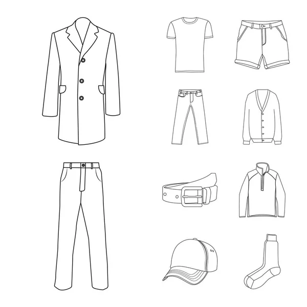 Geïsoleerde object van mens en kleding pictogram. Collectie van mens en slijtage voorraad vectorillustratie. — Stockvector
