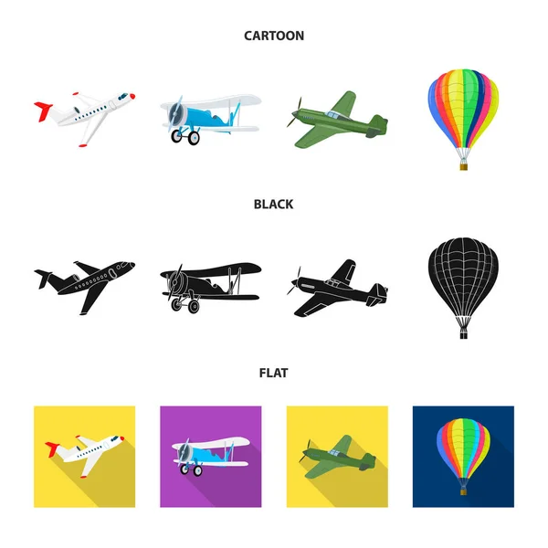 Векторное проектирование самолета и иконки транспорта. Коллекция плоскости и векторной иллюстрации неба . — стоковый вектор