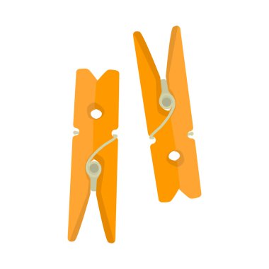 Clothespin ve ahşap simgesi vektör illüstrasyon. Web için clothespin ve renkli stok sembolü Koleksiyonu.