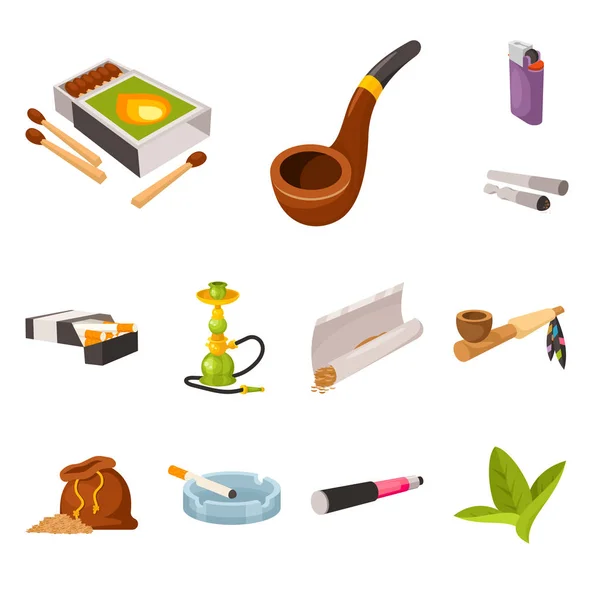 Objet isolé du tabac et symbole de l'habitude. Illustration vectorielle du stock de tabac et de fumeur . — Image vectorielle