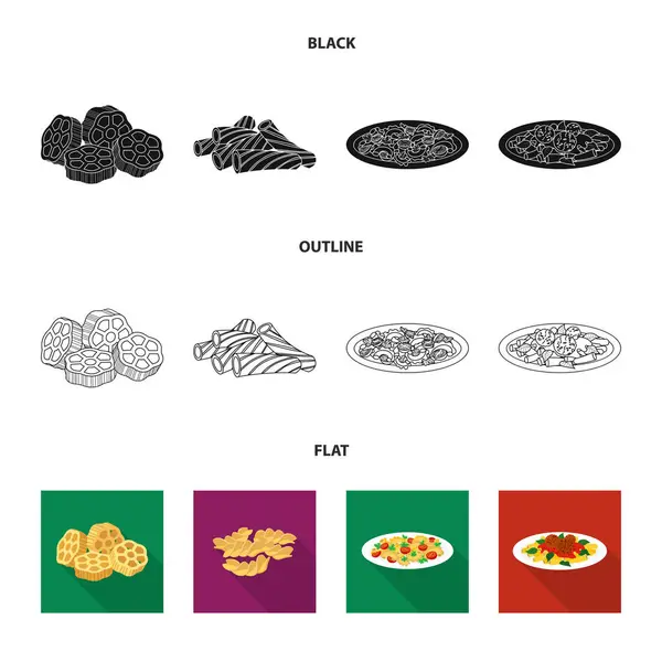 Ilustración vectorial de pasta y símbolo de carbohidratos. Colección de pasta y macarrones vector de stock ilustración . — Vector de stock