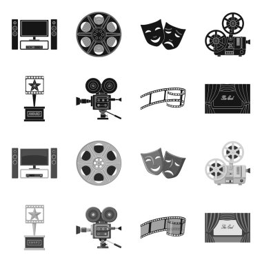 Televizyon ve filme simge vektör tasarımı. Televizyon ve hisse senedi vektör çizim ile ilgilenen koleksiyonu.