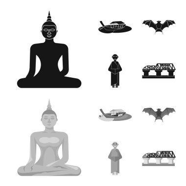 Yolculuk ve egzotik logosu izole nesne. Stok lar için yolculuk seti ve ulusal vektör simgesi.