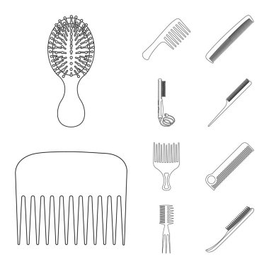 Fırça ve saç simge vektör tasarımı. Fırça ve saç fırçası hisse senedi vektör çizim seti.