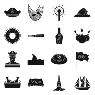 Yolculuk ve denizcilik sembolü vektör tasarımı. Yolculuk ve macera stok vektör çizim seti.