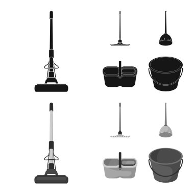 Vektör Illustration Temizleme ve ev logosu. Web için temizlik ve yıkama stok sembolü koleksiyonu.