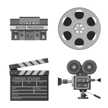 Sinematografi ve stüdyo tabelası vektör Illustration. Sinematografi ve filme stok vektör çizim koleksiyonu.