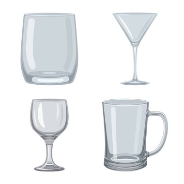 Vektör tasarım yemekler ve konteyner işareti. Stokları için yemekler ve cam vektör simgesi koleksiyonu.