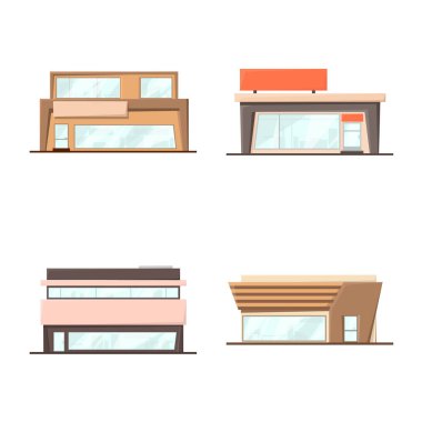 Bina ve süpermarket logosu izole nesne. Stok için bina ve Pazar vektör simgesi seti.