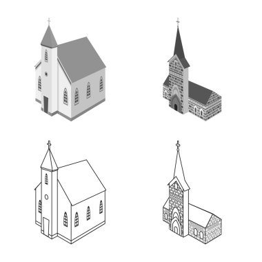 Tapınak ve tarihi logosu izole nesne. Web için tapınak ve inanç stok sembolü kümesi.