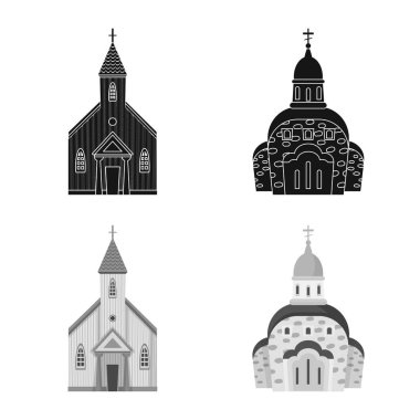 Tarikat ve tapınak ikonunun izole nesnesi. Web için tarikat ve cemaat sembolü seti.