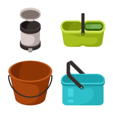 Ekipman ve ev iş simgesi vektör Illustration. Web için ekipman toplama ve temiz stok sembolü.