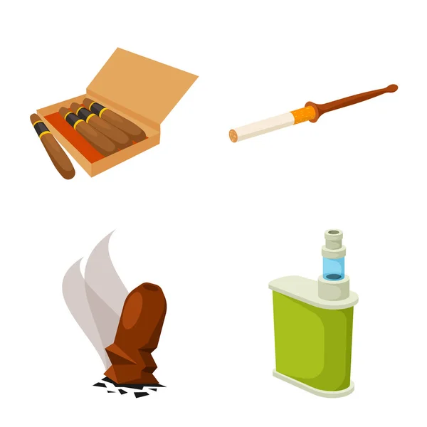Conception vectorielle du tabac et logo de l'habitude. Jeu d'illustration vectorielle de stock de tabac et de fumeur . — Image vectorielle