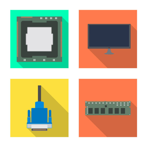 Vector illustration of accessories and device icon. Set of accessories and electronics stock symbol for web.