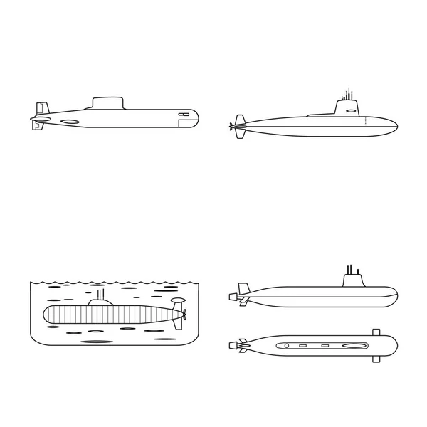 Isolé objet de bateau et logo de la marine. Collection de bateau et illustration vectorielle en stock profond . — Image vectorielle