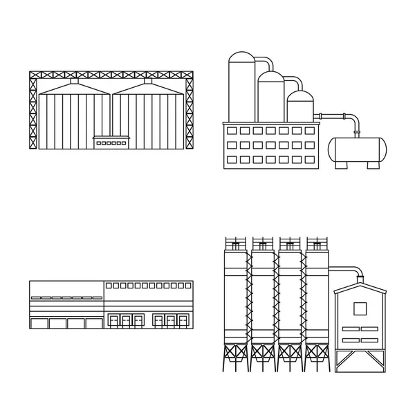 Projeto vetorial de fabricação e logotipo da empresa. Coleta de fabricação e estrutura de estoque símbolo para web . — Vetor de Stock