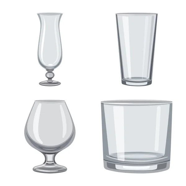 Design vetorial de pratos e ícone do recipiente. Conjunto de pratos e ícone de vetor de vidro para estoque . — Vetor de Stock
