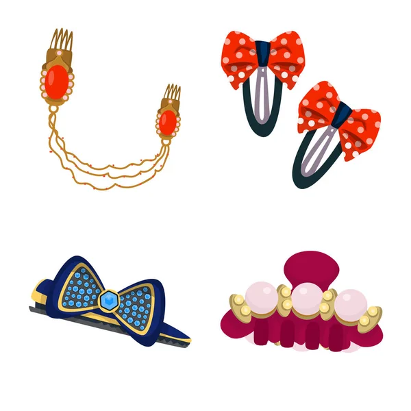 Oggetto isolato di barrette e segno di capelli. Collezione di barrette e accessori icona vettoriale per magazzino . — Vettoriale Stock