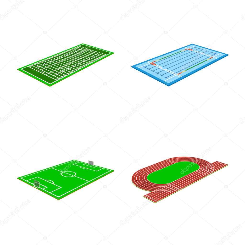 Vector illustration of stadium and grass logo. Set of stadium and construction stock symbol for web.