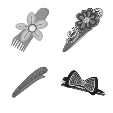Kuaför ve saç klip sembolü vektör tasarımı. Web için Kuaförlük ve moda stok sembolü koleksiyonu.