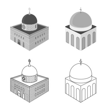 Tapınak ve tarihi simge vektör Illustration. Web için tapınak ve inanç stok sembolü koleksiyonu.